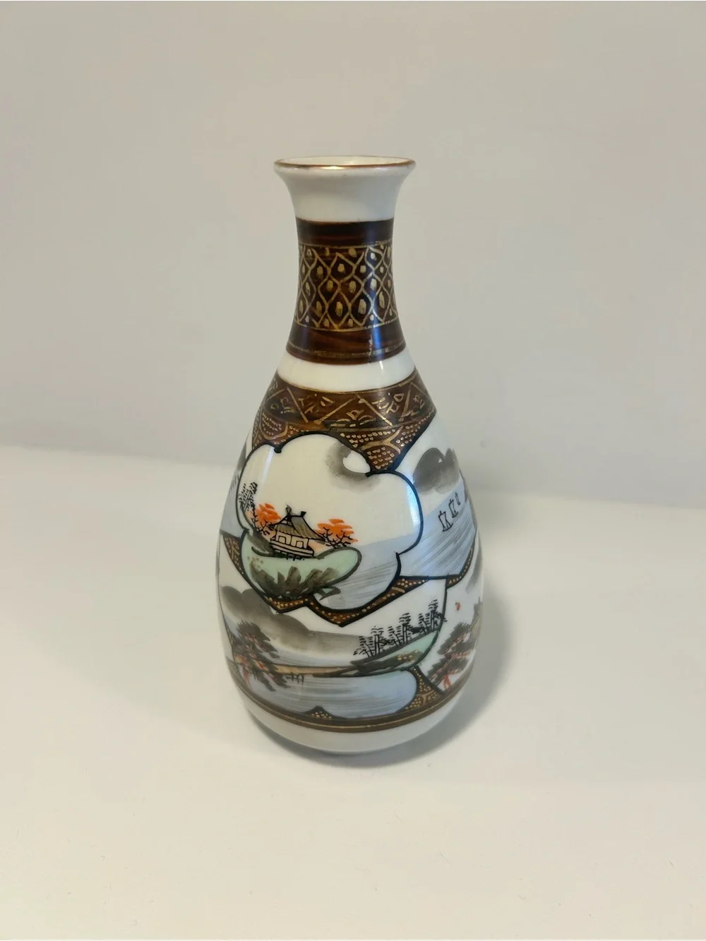 Vintage Japanese Hand Painted Porcelain Kutani Style Vase Gold Gilt Decor 6